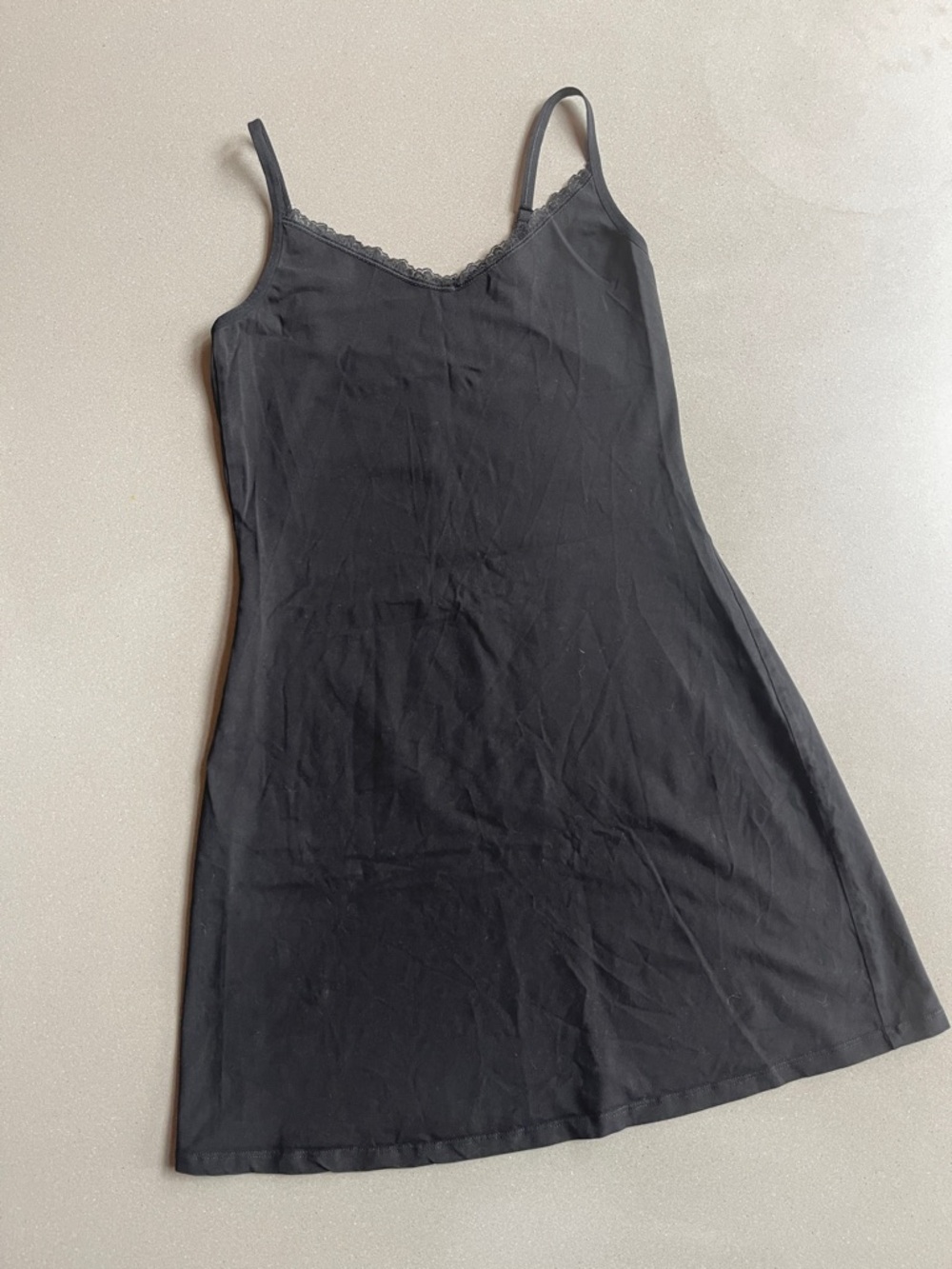 People Tree Black Lace-Trim Slip Chemise